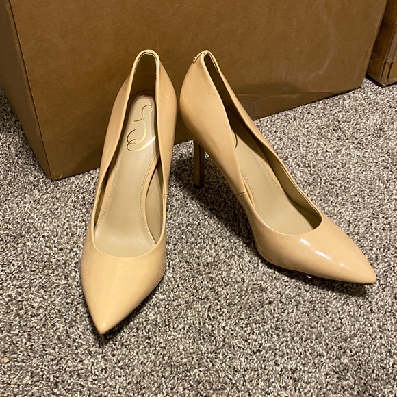 Sam Edelman Shoes - Sam Edelman Nude Patent Pointed-Toe Stiletto Pumps
